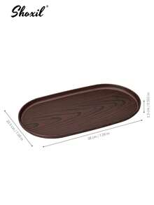 shoxil 1pc Decorative Wood Grain Plastic Tray, Multi-Purpose Oval Storage Dish, Suitable For Food, Jewelry, Cosmetics, Bathroom And Living Room,Bedroom Room Decor,Back To School - Tray - View 10