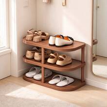 Nordic Minimalist Multi-Layer Floor Shoe Rack, Ultra-Thin Narrow Design Fits Small Entryway, Rounded Curved Edges Reduce Bumping Risk, Thickened Board Material Sturdy And Durable, Layered Storage For Slippers And Casual Shoes, Top Shelf Can Hold Bags And Flowers, Easy Installation, Home Entrance Shoe Storage Organizer - Mocha Brown - View 5