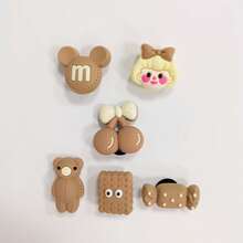 6PCS Chocolate Girl Decorative Shoe Buttons, Cute Teen Style, DIY Custom Accessories For Daily Wear - Multicolor - View 8