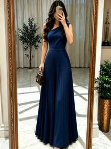 Women Cocktail Dresses - Navy Blue - View 4
