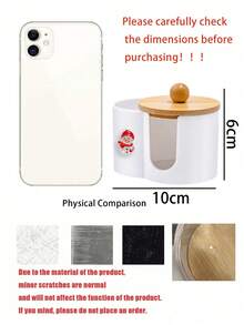 Extra Large New Christmas Snowman Shaped Bamboo Lid Plastic Storage Box (2-In-1), With Dual Round Hole Design Desktop Cosmetic Organizer, Suitable For Storing Makeup Brushes And Beauty Tools, Ideal Cosmetic Organizer, Vanity Accessory And Gift For Women - Multicolor - View 8