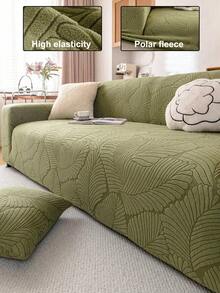 1pc Solid Color Plush Stretch Full Coverage Sofa Cover, Pet Friendly For All Seasons, Machine Washable, Tie Cord Fixation, Holiday Decor Indoor Home Protection, Fits 1/2/3/4 Seater Sofa - Green - View 10