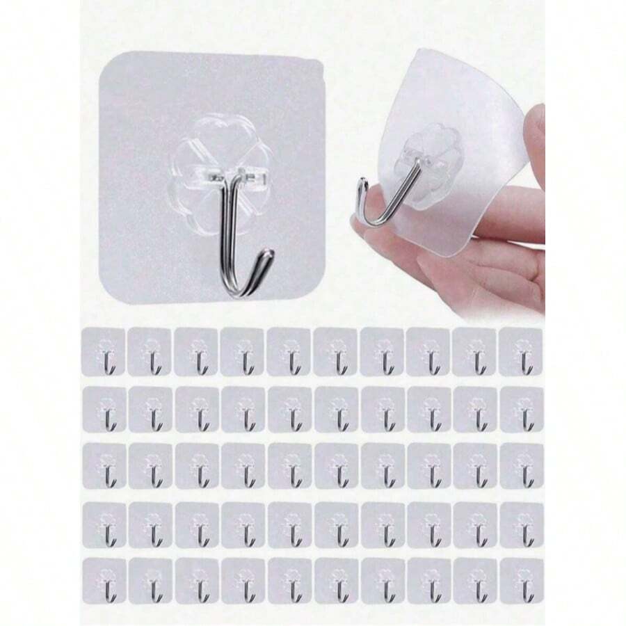 1pc/10pcs/20pcs/30pcs Heavy Duty Self-Adhesive Wall Hooks, Waterproof Bathroom Hooks, Damage-Free Storage Hooks, Multi-Functional Wall Hooks