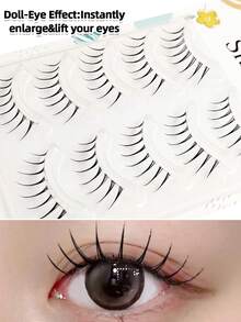 Sibeuna 5 Pairs Japanese Anime Style Transparent Stem Cartoon Eyelashes, Natural And Soft, Suitable For Beginners, Applicable For Daily/Party/Dance/Date/Travel/Multiple Occasions, Holiday Gift For Family, Girlfriend And Friends - Black - View 1