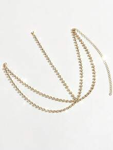 Bohemian Fashion Multi-Layer Rhinestone Head Chain, Shiny Jewelry Accessory For Women's Party - Gold - View 2