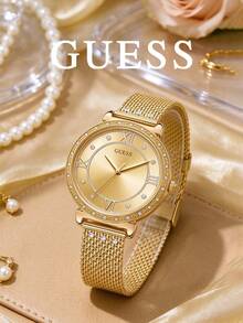 GUESS Women's Fashion Watch, Elegant And Exquisite Design With Classic Dial, Quartz Movement Metal Chain Band - Gold - View 1