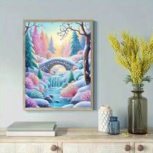 1PC 5D DIY Diamond Painting - Fairy Tale Winter Snow Scene, Round Full Drill Acrylic Artwork, Living Room, Bedroom, Home Decor Handmade Painting, Christmas Gift, Suitable For Beginners, Unframed - View 3