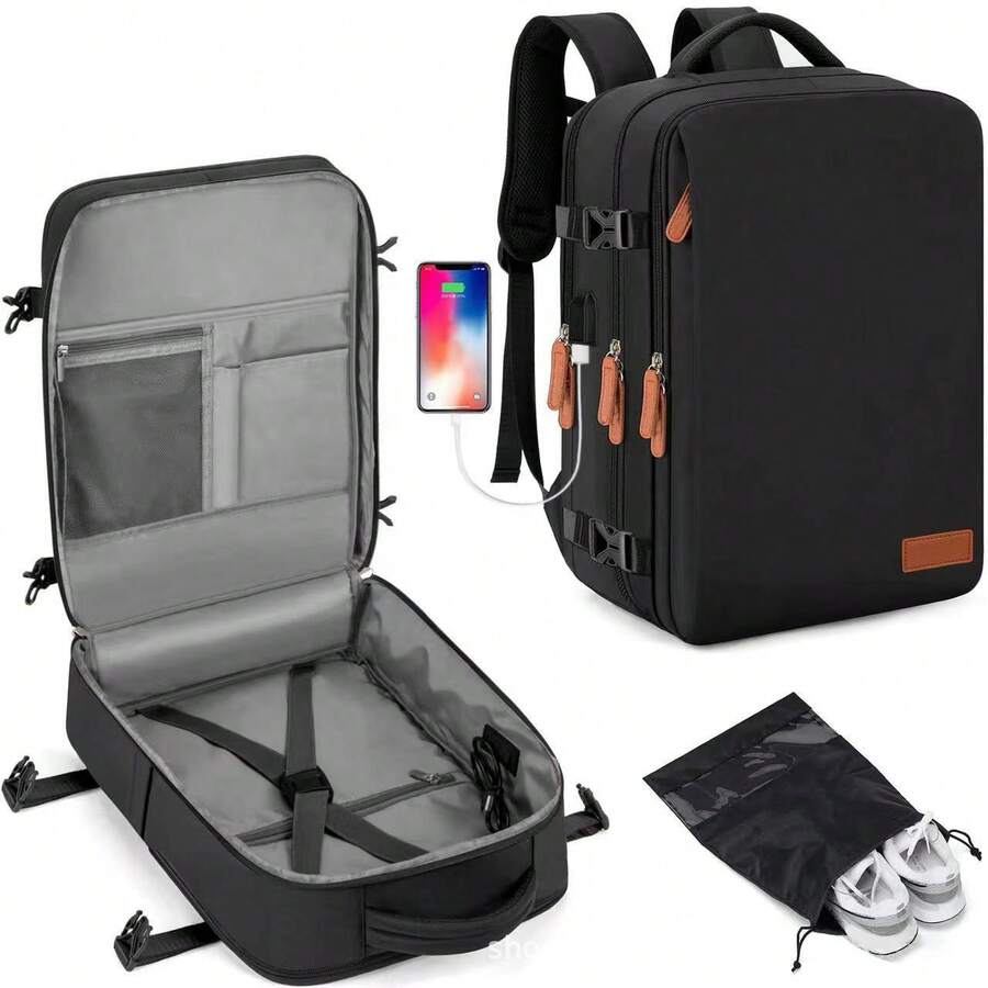 44cm X 32cm X 18cm Reinforced Nylon Airplane Travel Backpack Carry-On Luggage Bag, Unisex 15.6 Inch Laptop Bag, Back To School