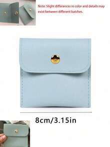 6pcs/1pc White Faux Leather Jewelry Storage Bags With Snap Button, Luxury Gift Bags For Earrings, Necklaces, Bracelets And Rings, Suitable For Storage And Packaging - Baby Blue - View 3