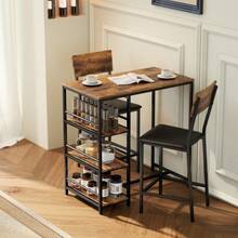 Three-Piece Compact Bar Table Set - Brown/Black - 1 - View 1