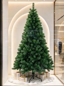 1pc Dense Artificial Christmas Tree, Thick Pine Needle Foliage, Black Metal Base, Undecorated Bare Tree, Festive Decor Ornament, Suitable For Indoor Home And Store Christmas Decoration - Multicolor - View 7