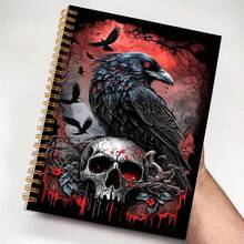 1pc Vintage Spiral Notebook, Skull And Rose Pattern, 2D Flat Print Design, Perfect For Gothic Dark Art Journaling, Work Notes, And As A Unisex Gift, Suitable For School And Office Use, Pen Not Included - One Book (50 Pages, 100 Pages) - View 3