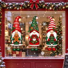 1/3Pcs Christmas Gnome Static Window Clings, Static Cling Reusable, Xmas Gnomes, Gingerbread Man, Christmas Tree & Wreath Print, For Home & Shop Window, Christmas Home Decor - Multicolor - View 7