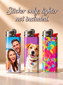 Custom Stickers (Lighter Not Included), Suitable For Pocket-Sized Device Modification. High-Definition Photo Material Printed On Soft Macaron Background. Customizable Personalized Text. Hand-Applied, Unique Tactile Feel. Great Gift - Multicolor - View 1