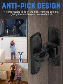 1pc 180° Rotating Door Lock Latch, Sliding Barn Door Latch, Heavy Duty Metal Door Lock Latch, Suitable For Bathroom, Closet, Cabinet, Easy Installation, No Drilling Required 180° Rotatable Sliding Door Lock Latch, Barn Door Latch, Metal Door Latch For Rental - A - View 5