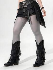 1pc Grey Matte Solid Color Velvet Tights, High Waist, High Elasticity ...
