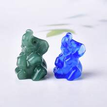 1pc Natural Quartz Crystal Carved Elephant Figurine, Desktop Decor, Gift Item, Crystal & Stone Material - Heading the Ball Elephant - View 1