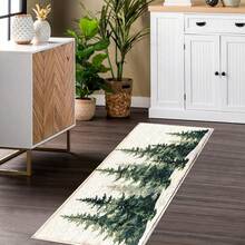 1pc Christmas Series Watercolor Deep Green Cedar And Red Berry Print Faux Cashmere Surface TPR Bottom Doormat, Bathroom Mat, Kitchen Mat, Laundry Room Mat, Holiday Atmosphere Decor, Home Decor, Party Decor, Wedding Decor, Dining Kitchen Decor - Multicolor - View 5