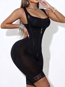 1pc Women's High Compression Shapewear Romper, Tummy Control & Butt Lifting Slimming Underwear - Black - View 3