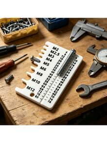 Metric Screw Checker Gauge, M2-M12 Screw And Bolt Size Measuring Tool, Plastic Thread Identifier Template, Fastener Gauge Ruler For Hardware Repair, Workshop Hand Tool - A - View 1
