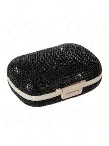 1pc Portable 8-Compartment Cute Pill Storage Box, Shiny Rhinestone Pill Box, Outdoor Travel Portable Pill Box, Pill Dispenser Storage Box, Can Hold Vitamins, Fish Oil - Multi-color - View 13