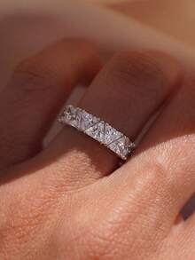 1pc Women's Heart-Shaped Rhinestone Ring, Suitable For Mother's Day, Valentine's Day, Birthday, Couple Gift, Can Be Stacked With Exquisite Women's Rings, Fine Jewelry Gift - Love - View 4