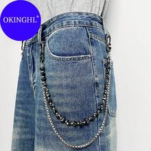 OKINGHL Y2K Style Beaded Splatter Dark Heart Double Layer Pants Chain, Ghost Head Hook Clasp Hip Hop Punk Style Decorative Chain, Unisex, Suitable For Jeans, Casual Pants And Skirts - Multicolor - View 1