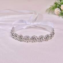 1pc Minimalist Rhinestone Flower Wedding Belt, Handmade Bridal Waistband, Women's Fashion Accessory Suitable For Party, Banquet Dress - Original White - View 5