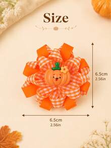 2pcs Thanksgiving Plaid Hair Clips For Kid Girls,Cute Cartoon Pumpkin Checkered Barrettes For Thanksgiving Gatherings,Gift,Child Girls' Hair Accessory - Multicolor - View 6