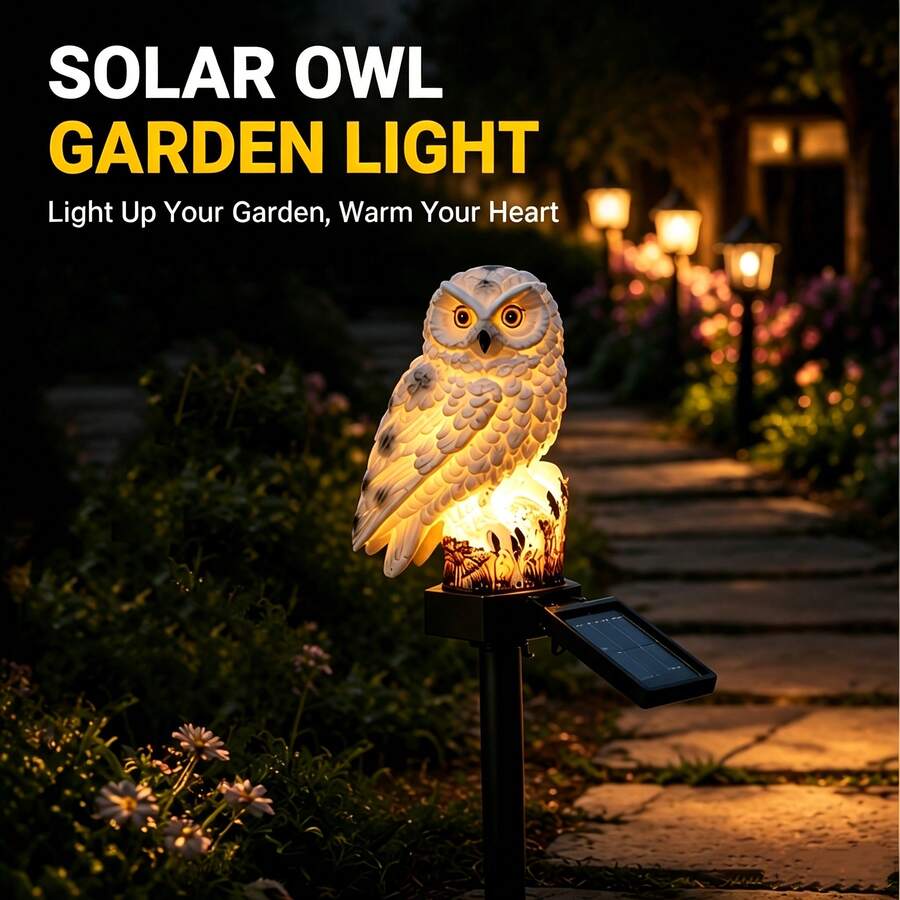 Solar Powered LED Owl Shaped Outdoor Ground Light (1pc) | Outdoor Decoration & Atmosphere Light - Suitable For Garden, Lawn And Patio; Creates A Cozy Atmosphere, Perfect For Halloween And Christmas Decoration - Owl Lamp - View 1