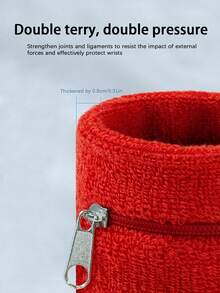 1PC Multi-Function Black Red Blue Zipper Wristband, Pocket Towel Wristband, Sports Wristband - Multicolor - View 2