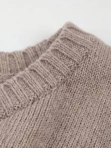 Women's Early Autumn Cold Shoulder Slouchy Fluffy Wide Bell Sleeve Loose Soft Knit Sweater - Brown - View 5