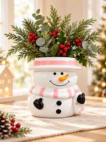 Christmas Snowman Vase Winter Home Decor, Holiday Flower Stand Living Room Tabletop Centerpiece Decoration, Holiday Decoration, Christmas Party Seasonal Display Decor - Multicolor - View 12