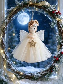 Christmas Angel Tree Topper Winged Girl Star Decoration For Xmas Tree Home Decor - Gold - View 1