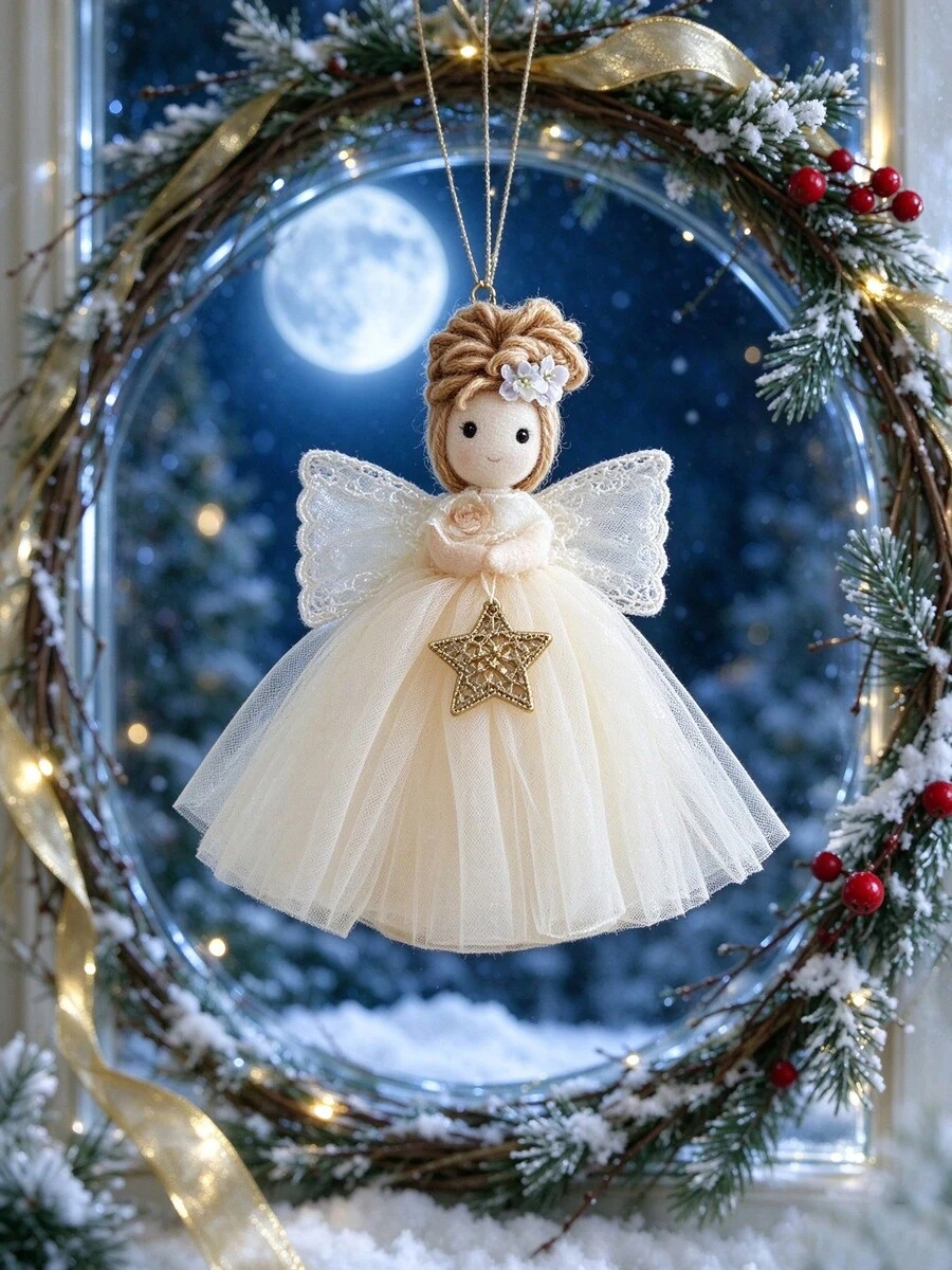 Christmas Angel Tree Topper Winged Girl Star Decoration For Xmas Tree Home Decor - Gold - View 1