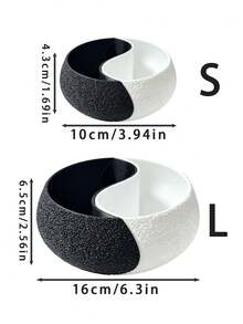 Creative 3D Printed Yin Yang Tai Chi Divided Storage Bowl, Unique Black And White Patchwork Design, Compartmentalized Storage For Keys, Jewelry, Earphones And Other Small Items, Artistic Home Desktop Decor Practical Storage Ornament - Multicolor - View 10