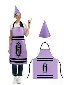 2pcs Adult Colorful Crayon Costume Set: Apron & Cone Hat - Creative Colorful Dress Up For Christmas Parties, Cosplay, Teacher Dress Up & Group Themes - Durable Fabric, Adjustable Size, Fun Party Costume Gift For Men, Women And Friends - Multicolor - View 15