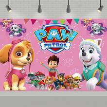 1pc "Paw Patrol" Happy Birthday Wall Backdrop - Blue Cartoon Rescue Dog Theme With Paw Print Pattern; Made Of High-Quality Wrinkle-Resistant Polyester Material, Easy To Clean And Reusable; Suitable For Boys' Birthday Parties, Cartoon Theme Gatherings, Cake Table Background, Indoor/Outdoor Photography Background And Party Photo Ops - Multicolor - View 9
