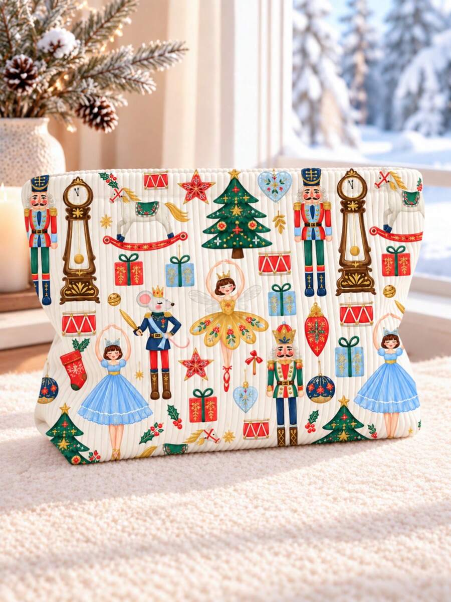 New Nutcracker Print Makeup Bag | French Print Travel Organizer Bag | Travel Essentials | Poolside Must-Have | Toiletry Bag | Pool Storage Bag | Mother's Day Gift | Teacher's Day Gift | Suitable For Moms, Teachers, Friends And Nurses | Home Essentials | Graduation Gift | Easy To Clean Design | Portable Makeup Bag - Multicolor - View 1