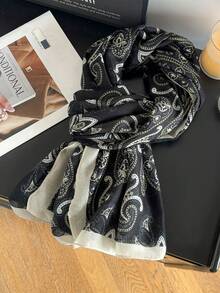 1PcWomen Vintage Paisley Print Oversized Scarf, Old Money Style Lightweight Wrap Shawl For Daily Wear - Multicolor - View 13
