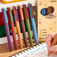 6pcs Morandi Color Retractable Gel Pens Set, Student Note-Taking And Highlighting Gel Pens, Retractable Quick-Dry, 0.5mm Tip, Multiple Color Ink, Smooth Writing, School And Office Supplies, Learning Supplies, Classroom Rewards - Multicolor - View 2