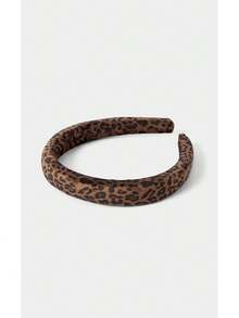 Noxbound 1pc 38cm/14.96in Leopard Print Velvet Headband, Soft Sponge Padded, Fashionable & Versatile - Multicolor - View 1