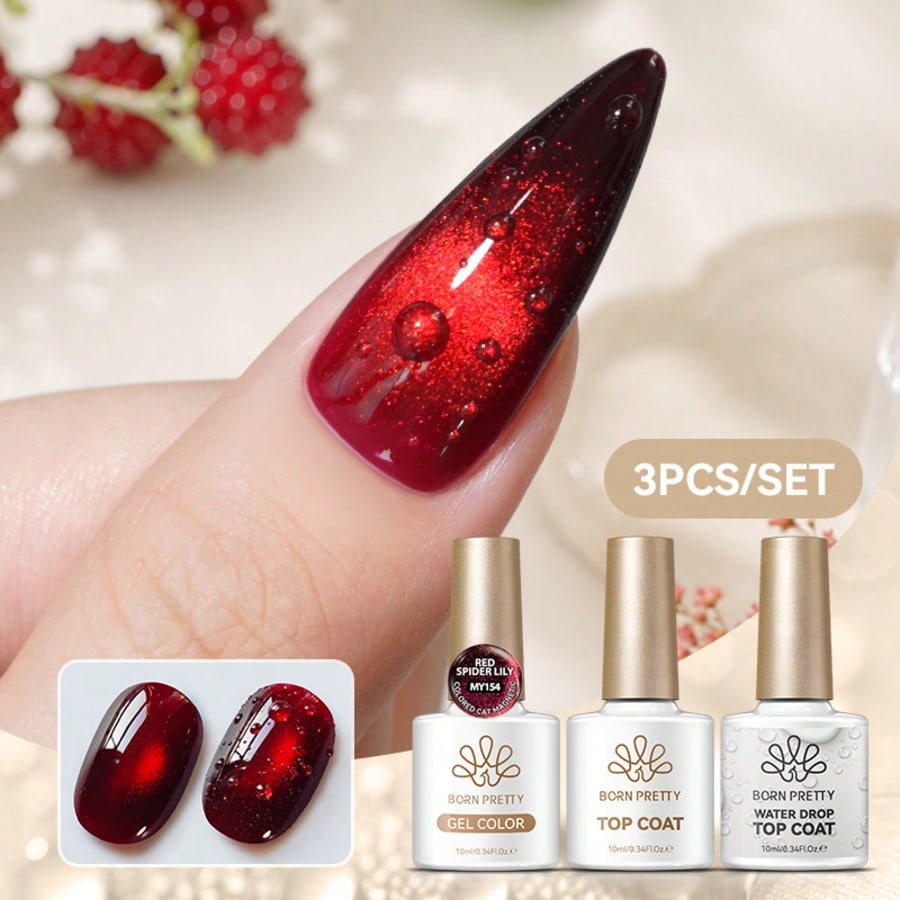 Shein Born Pretty 10Ml Water Drop Top Coat Gel Nail Polish Transparent No-Wipe Summer Design Glossy Gel Nail Polish - Image 5