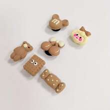 6PCS Chocolate Girl Decorative Shoe Buttons, Cute Teen Style, DIY Custom Accessories For Daily Wear - Multicolor - View 5