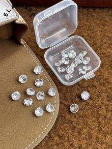 Storage Box With Approx. 25pcs Grade A Cubic Zirconia Round Shiny Jewelry DIY Accessories - Clear - View 2