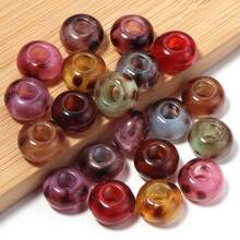 20pcs/Pack Manik-manik Transparan Berwarna-warni Motif Leopard dengan Lubang Besar Ukuran 14*8mm, Manik-manik Akrilik Motif Leopard Modis untuk Musim Gugur/Dingin, Gantungan Kunci Ponsel, dan Hiasan Tas Buatan Tangan DIY - Manik-manik berlubang besar bermotif macan tutul transparan - View 7