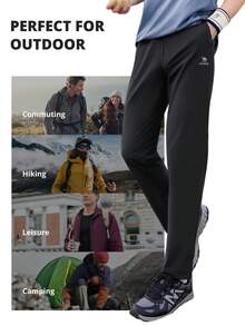 CAMEL CROWN Men's Summer Quick-Dry Sports Pants, Breathable Elastic Straight Leg Joggers, Suitable For Running And Casual Wear - Phantom Black - View 7