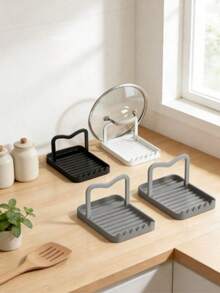 1pc Multifunctional Kitchen Storage Rack With Drip Tray, Detachable Shelves For Pot Lids, Spoons And Spatulas, Drip Tray Keeps Countertop Dry And Leak-Proof, Random Neutral Color Home Storage Organizer, Suitable For Daily Apartment, Dormitory And Kitchen Use - Multicolor - View 2