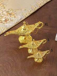 Vintage Magic Lamp Apparel & Accessories Gift, Classic Arabian Prop Planter Decor (Gold), Luxury Gold Pattern Search Banner, Magic Lamp, Palace Banquet Decor Ornament, Magic Lamp, Magic Lamp Craft Ornament - Gold - View 5