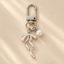 1pc/4pcs Women's Minimalist Spray Painted Polka Dot Bow Pendant, Faux Pearl Charm Keychain, INS Style Versatile Bag Charm, Wallet Accessory - Multicolor - View 7